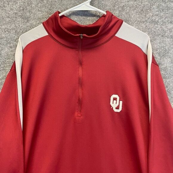 ANTIGUA Oklahoma Sooners Pullover Men's XXL Red 1/2 Zip White OU Logo LS Jacket - Picture 2 of 13